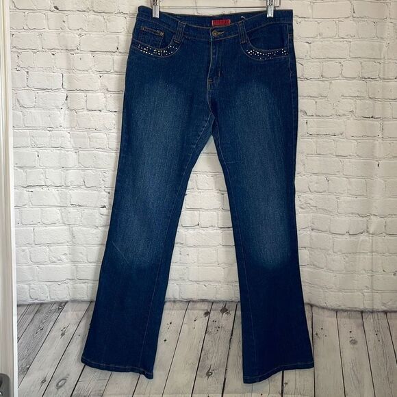 Out Jeans Women’s Bootcut Rhinestones Embellished Pockets Stretch size 10 - Picture 1 of 6